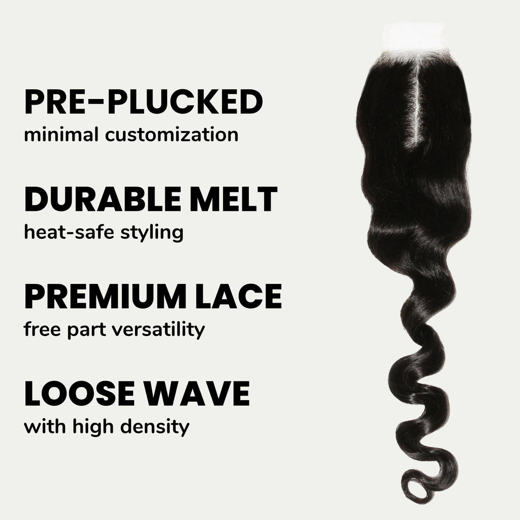 Loose Wave 2x6 Transparent Lace Human Hair Closure Private Label