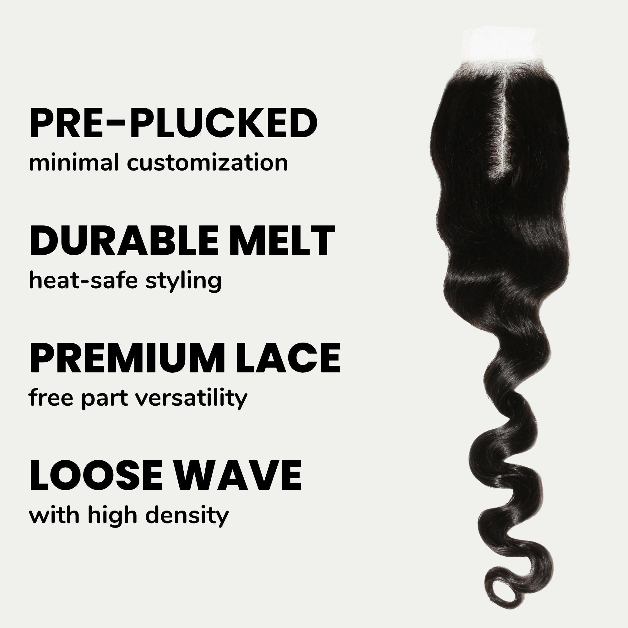 Loose Wave 2x6 Transparent Lace Human Hair Closure Private Label