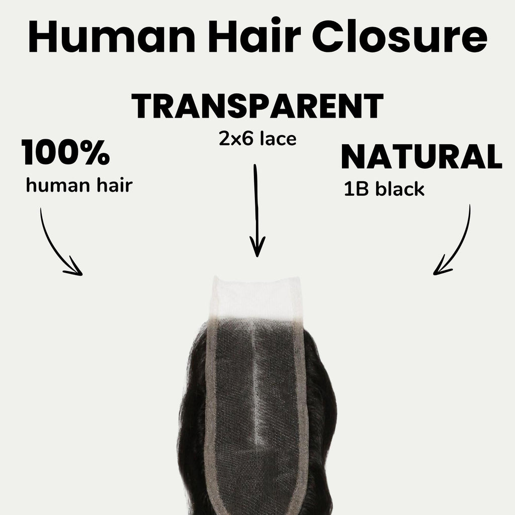 Loose Wave 2x6 Transparent Lace Human Hair Closure Private Label