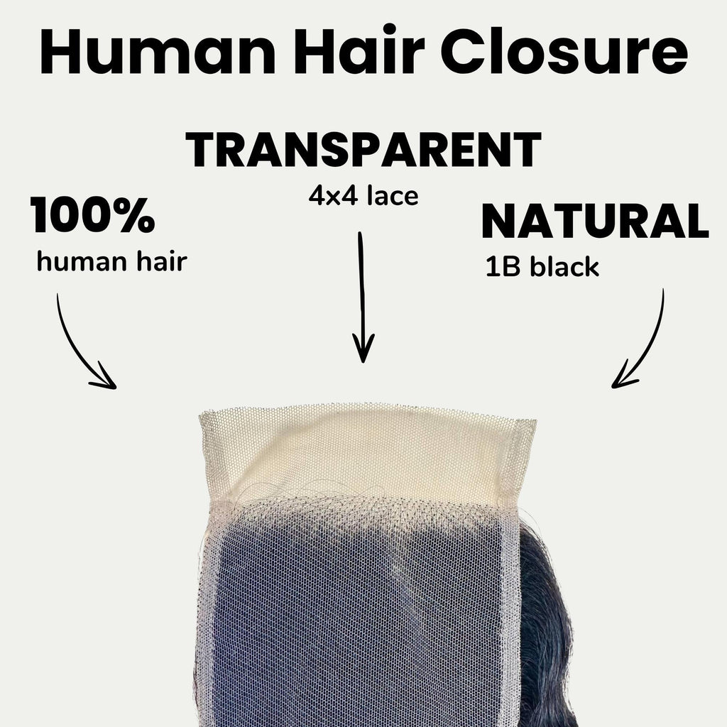 Loose Wave 4x4 Transparent Lace Human Hair Closure Private Label