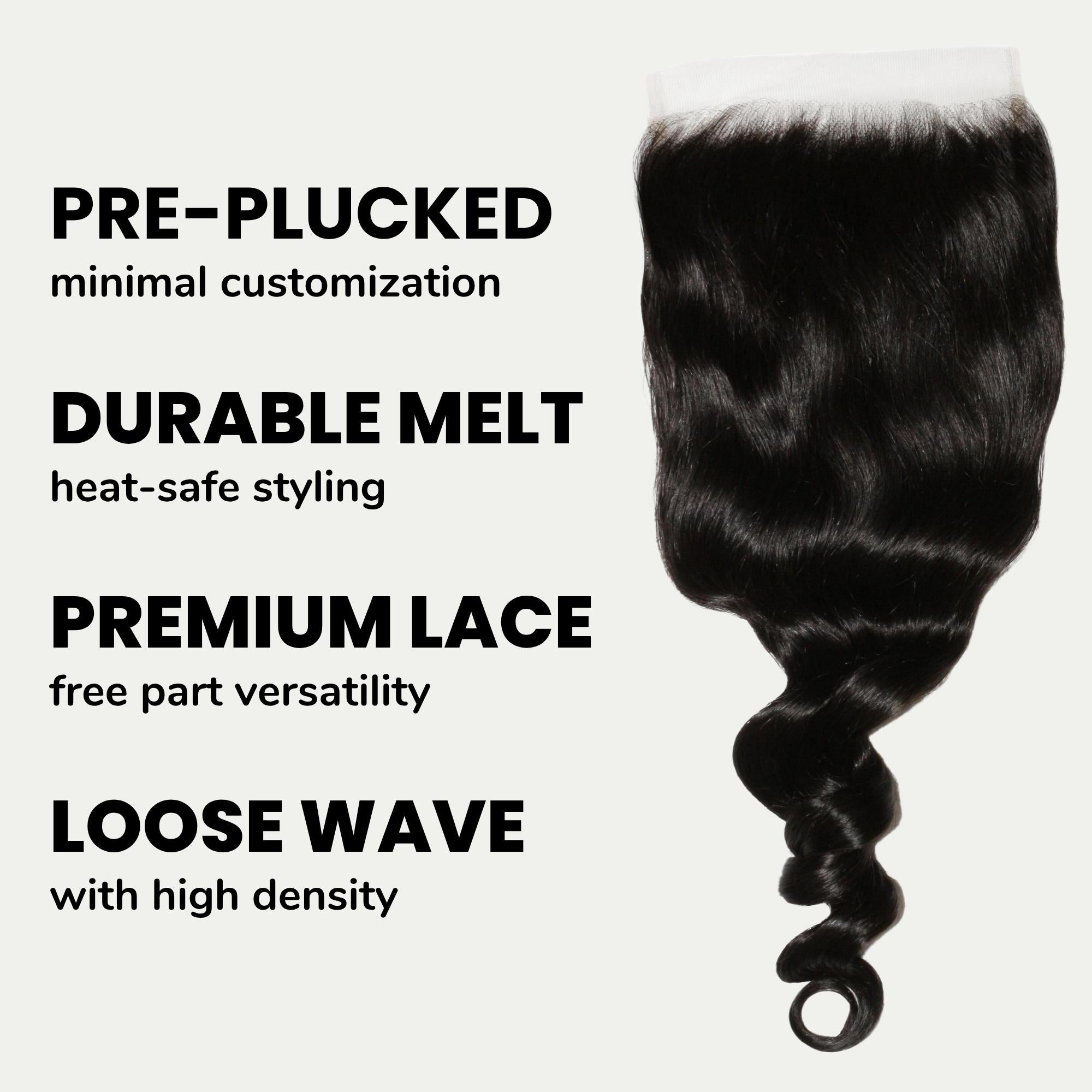 Loose Wave 6x6 HD Lace Human Hair Closure Private Label