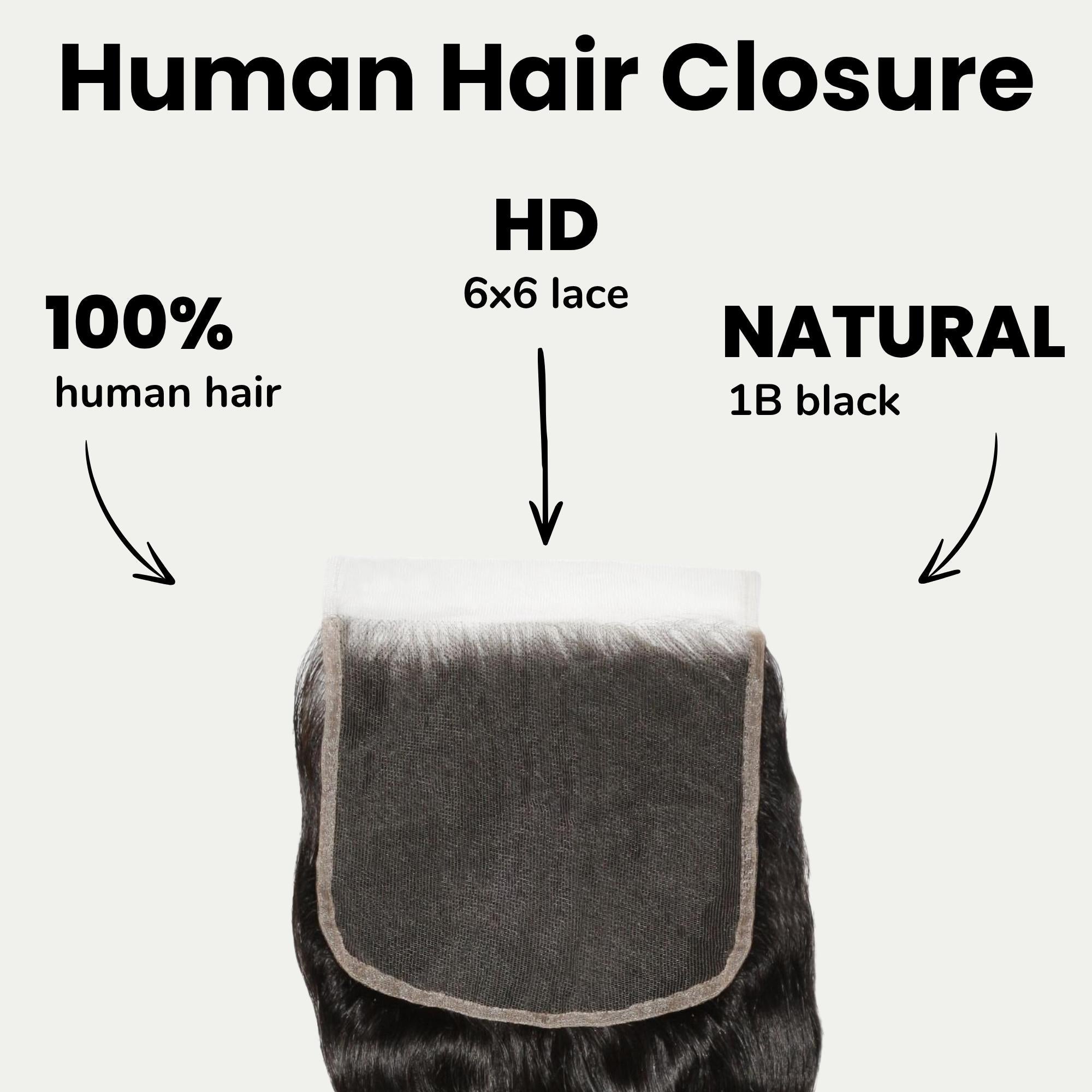 Loose Wave 6x6 HD Lace Human Hair Closure Private Label
