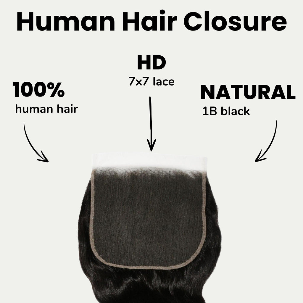 Loose Wave 7x7 HD Lace Human Hair Closure Private Label