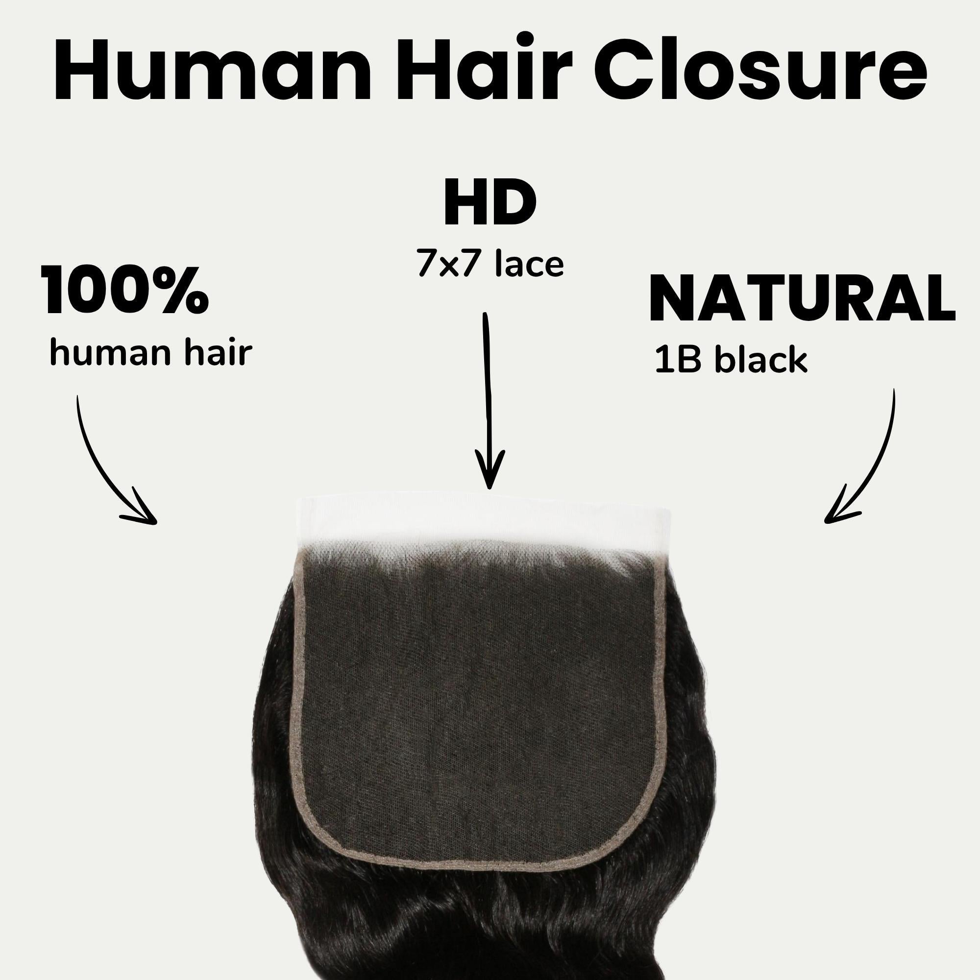 Loose Wave 7x7 HD Lace Human Hair Closure Private Label