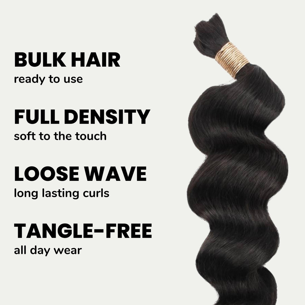 Loose Wave Bulk 100% Human Braiding Hair Private Label