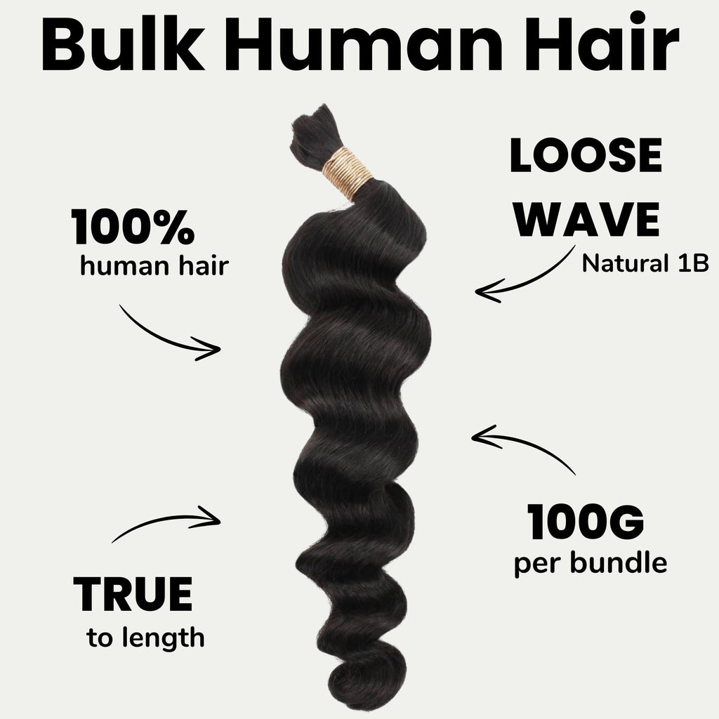 Loose Wave Bulk 100% Human Braiding Hair Private Label