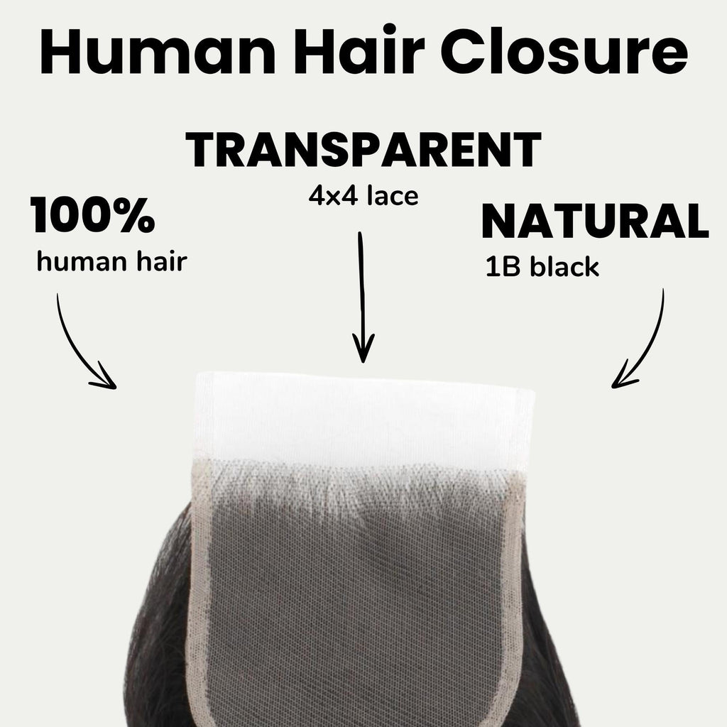 Malaysian Body Wave 4x4 Transparent Lace Human Hair Closure Private Label