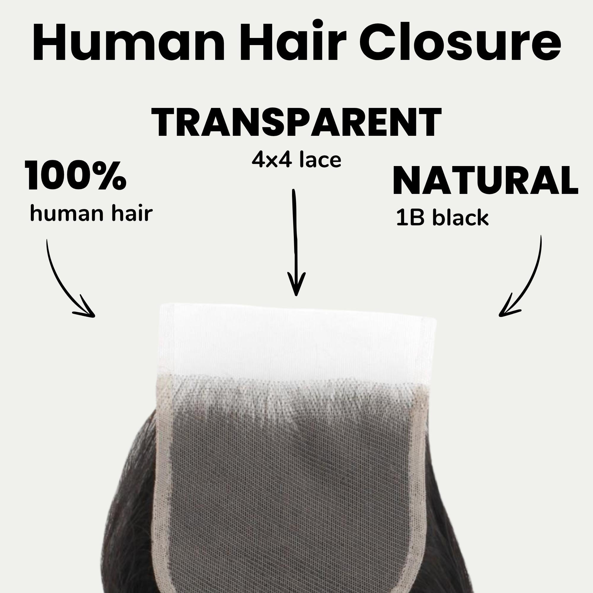 Malaysian Body Wave 4x4 Transparent Lace Human Hair Closure Private Label