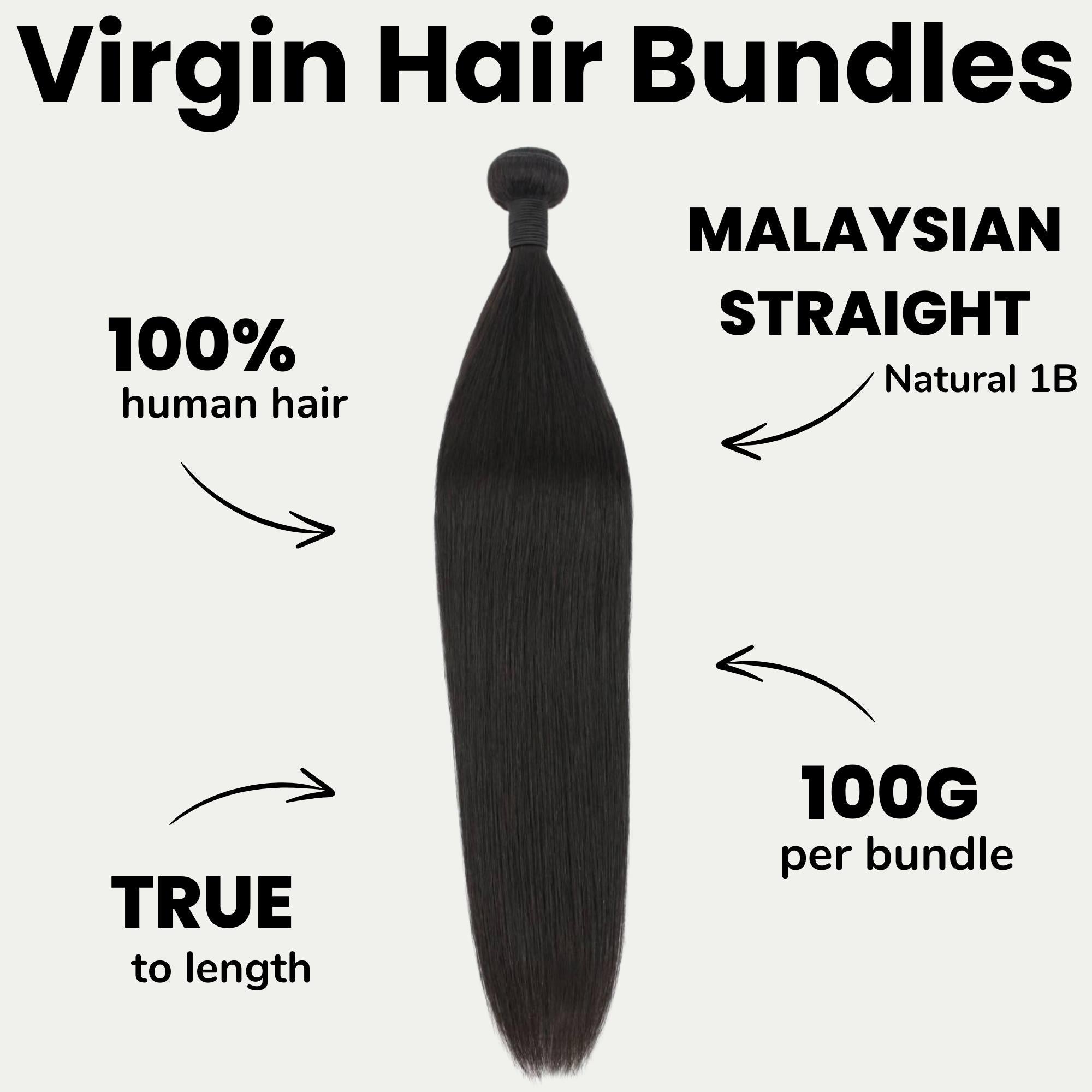 Malaysian Straight 100% Human Hair Bundles Private Label