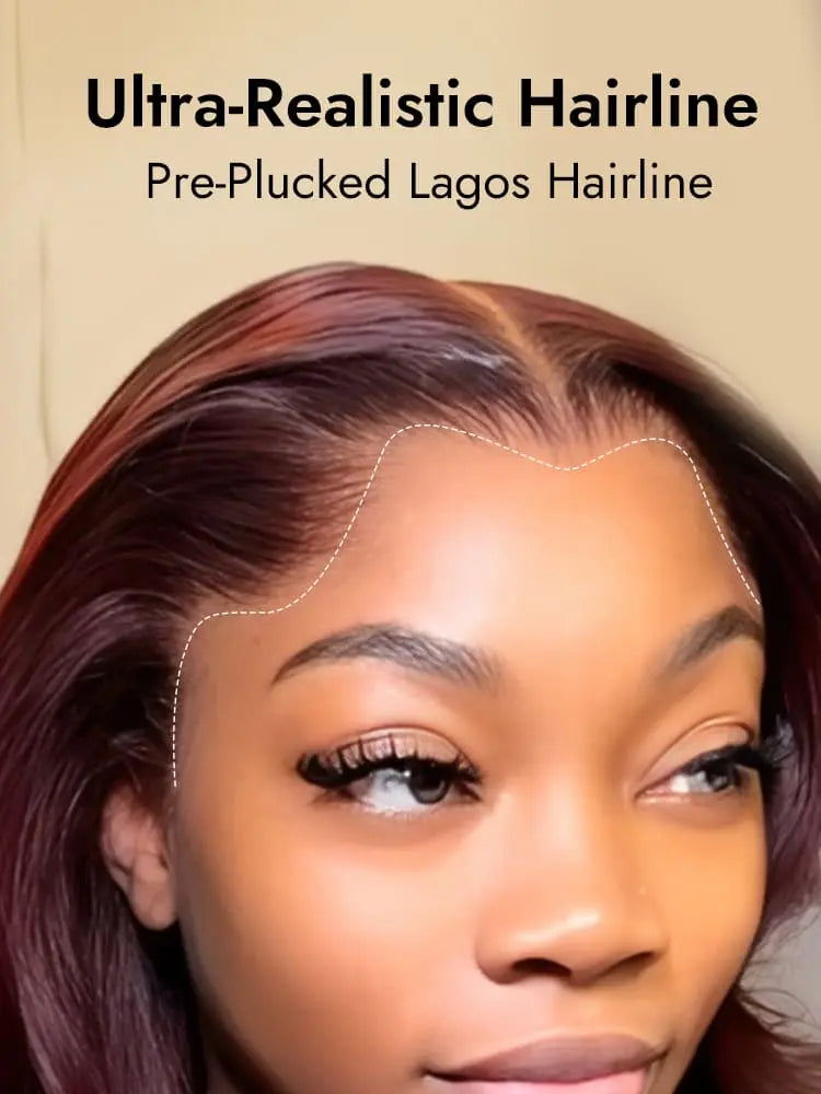 Meet Merlot - Lagos Hairline 99J Burgundy Pre Styled Layered Loose Wave 13x6 Lace Front Wigs