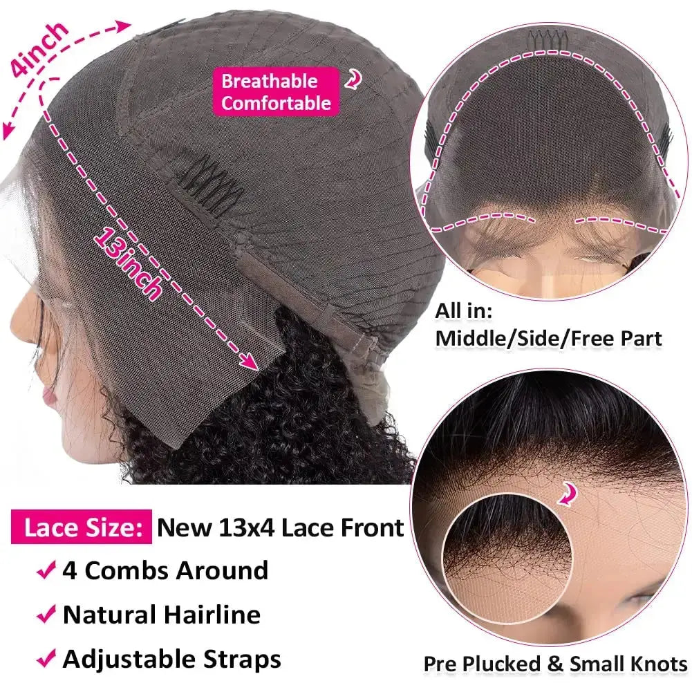 Mongolian | Kinky Curly | Human Hair | Lace Front | Lace Closure Wig Luxegan