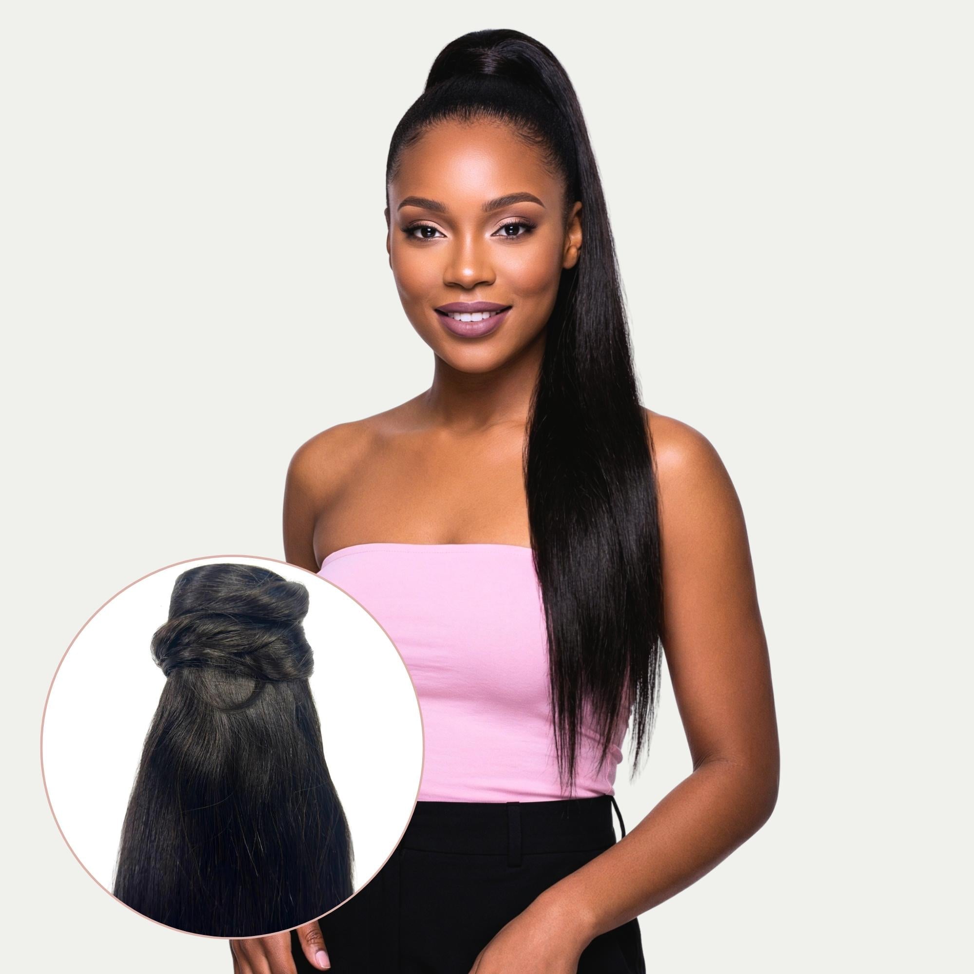 Natural Black 100% Human Hair Ponytail Extension Private Label