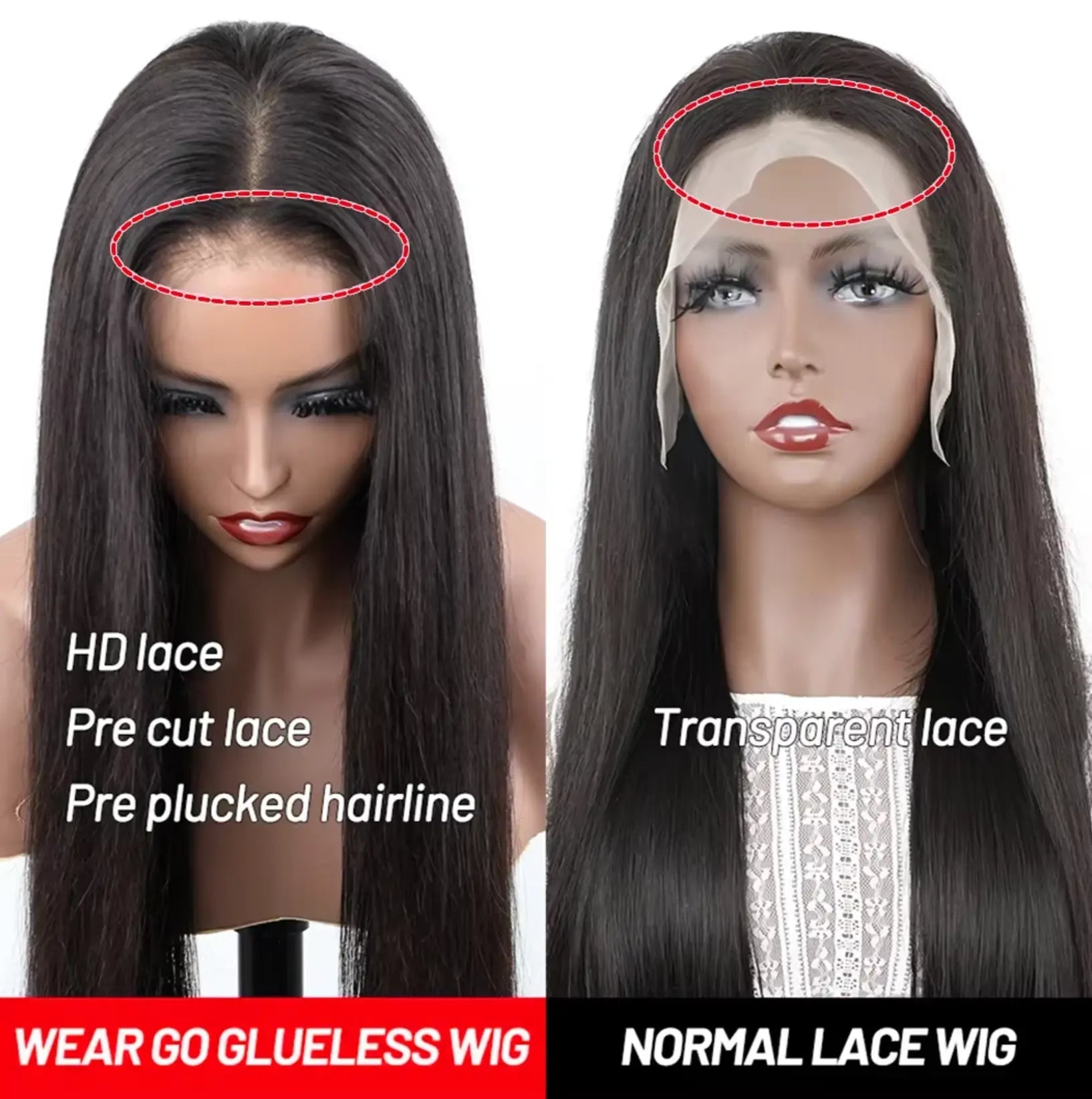 Pre Cut | No Glue | Bone Straight | Glueless | Human Hair | Brazilian |  Ready To Wear | Preplucked