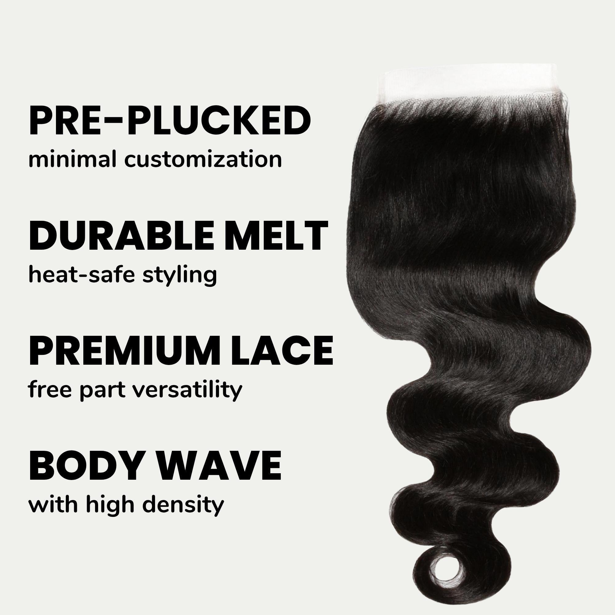 Raw Body Wave 5x5 HD Lace Human Hair Closure Private Label