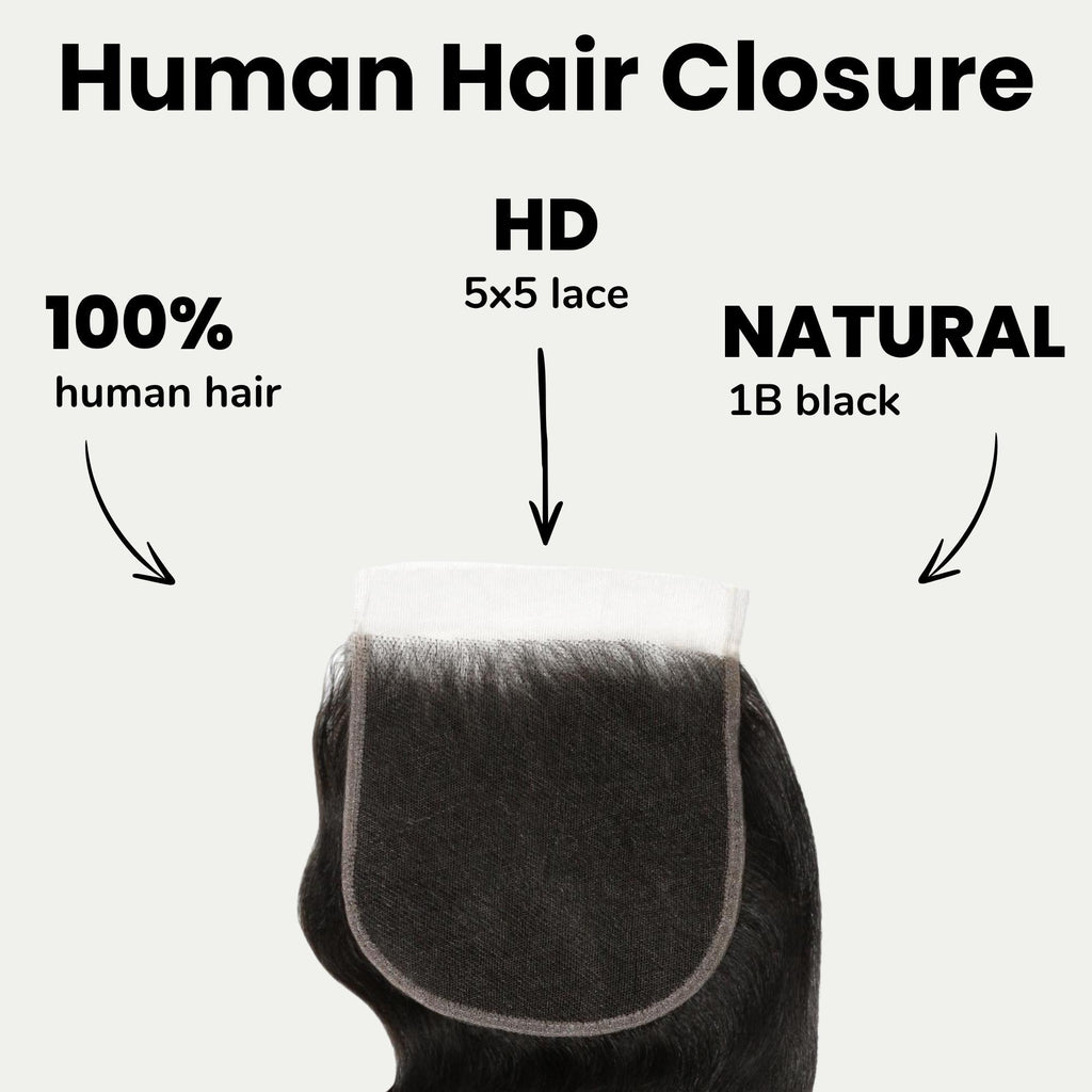 Raw Body Wave 5x5 HD Lace Human Hair Closure Private Label
