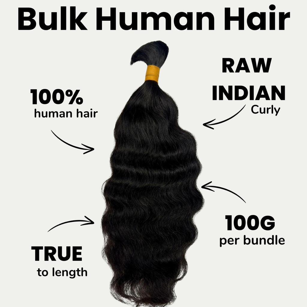 Raw Indian Curly Bulk 100% Human Braiding Hair Private Label
