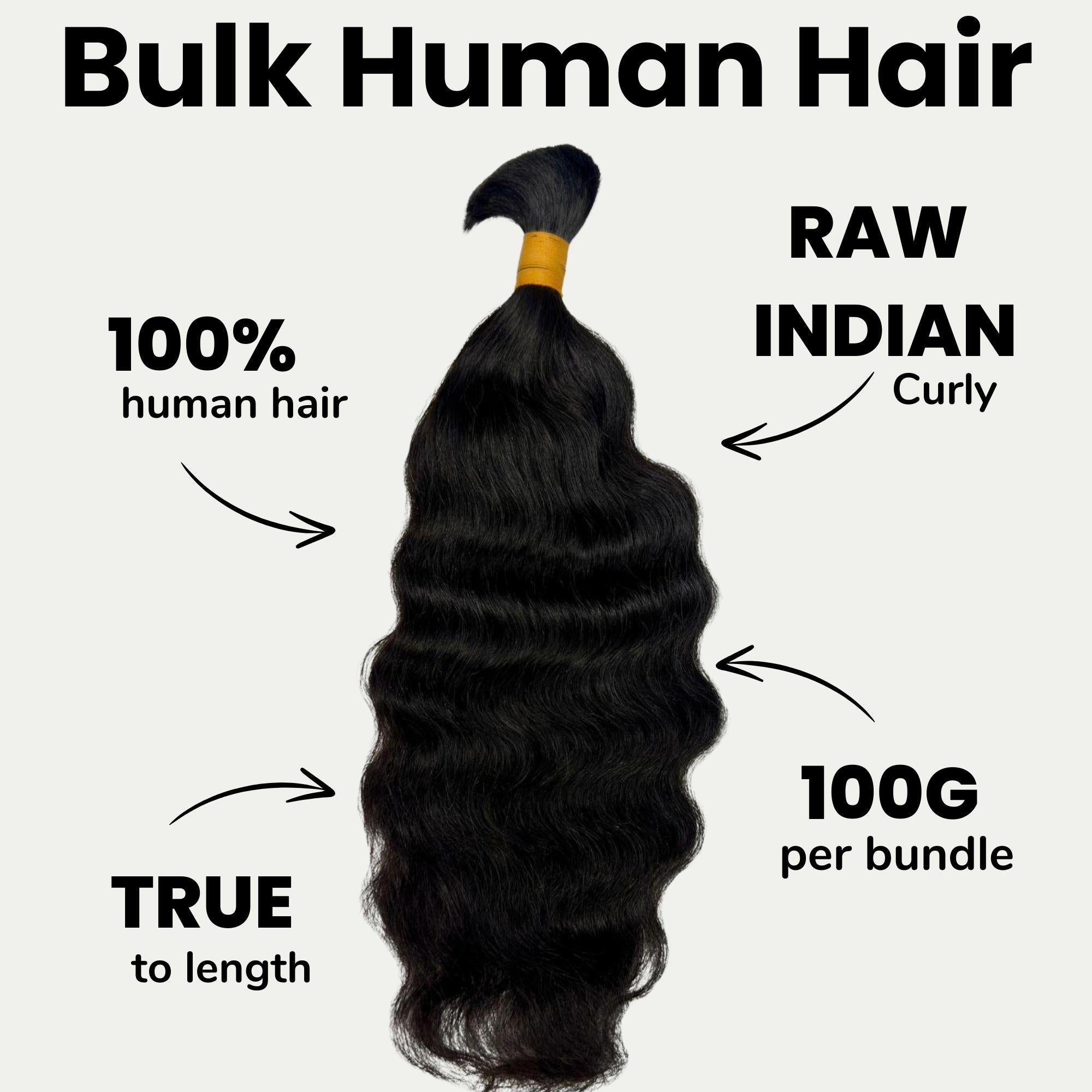 Raw Indian Curly Bulk 100% Human Braiding Hair Private Label