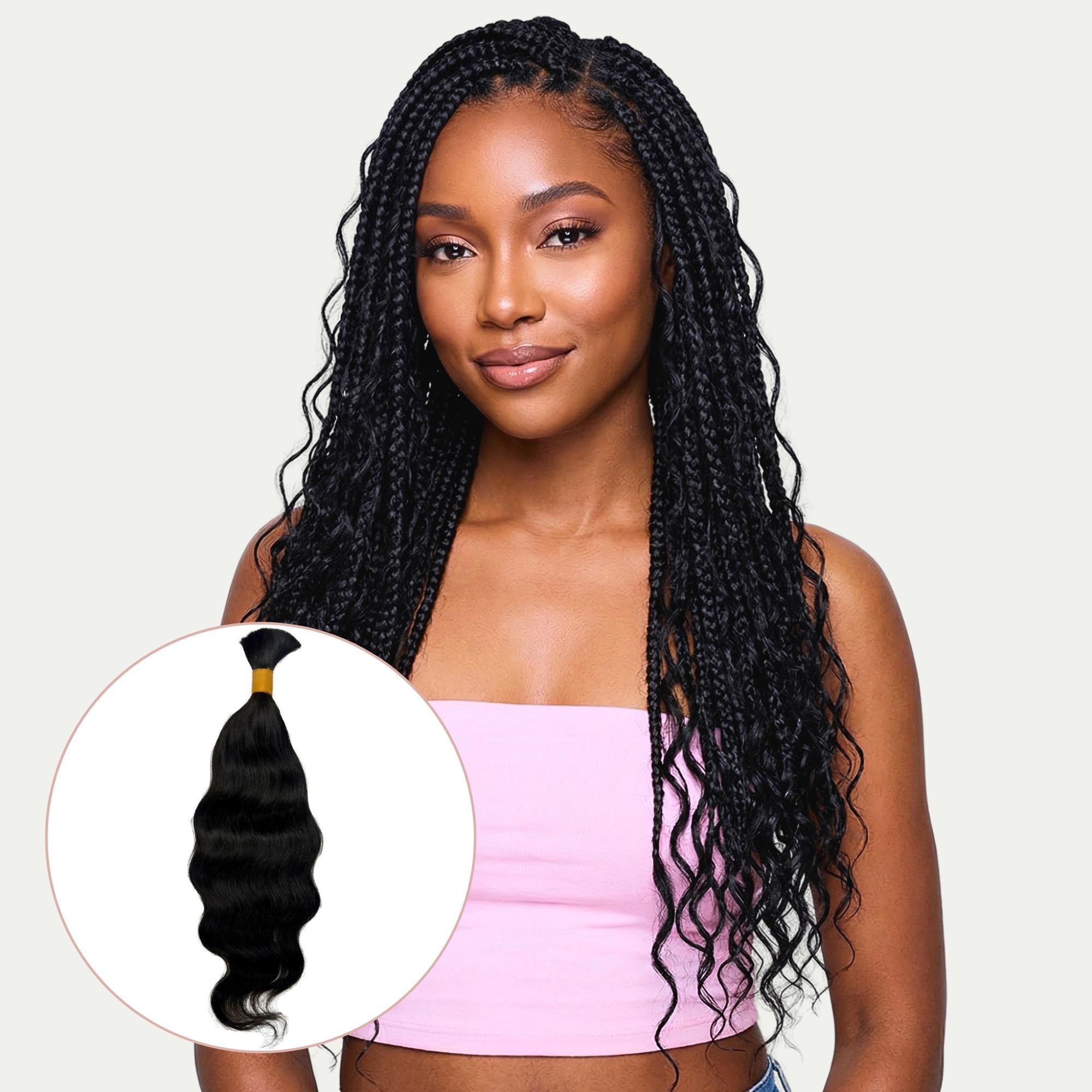 Raw Indian Wavy Bulk 100% Human Braiding Hair Private Label