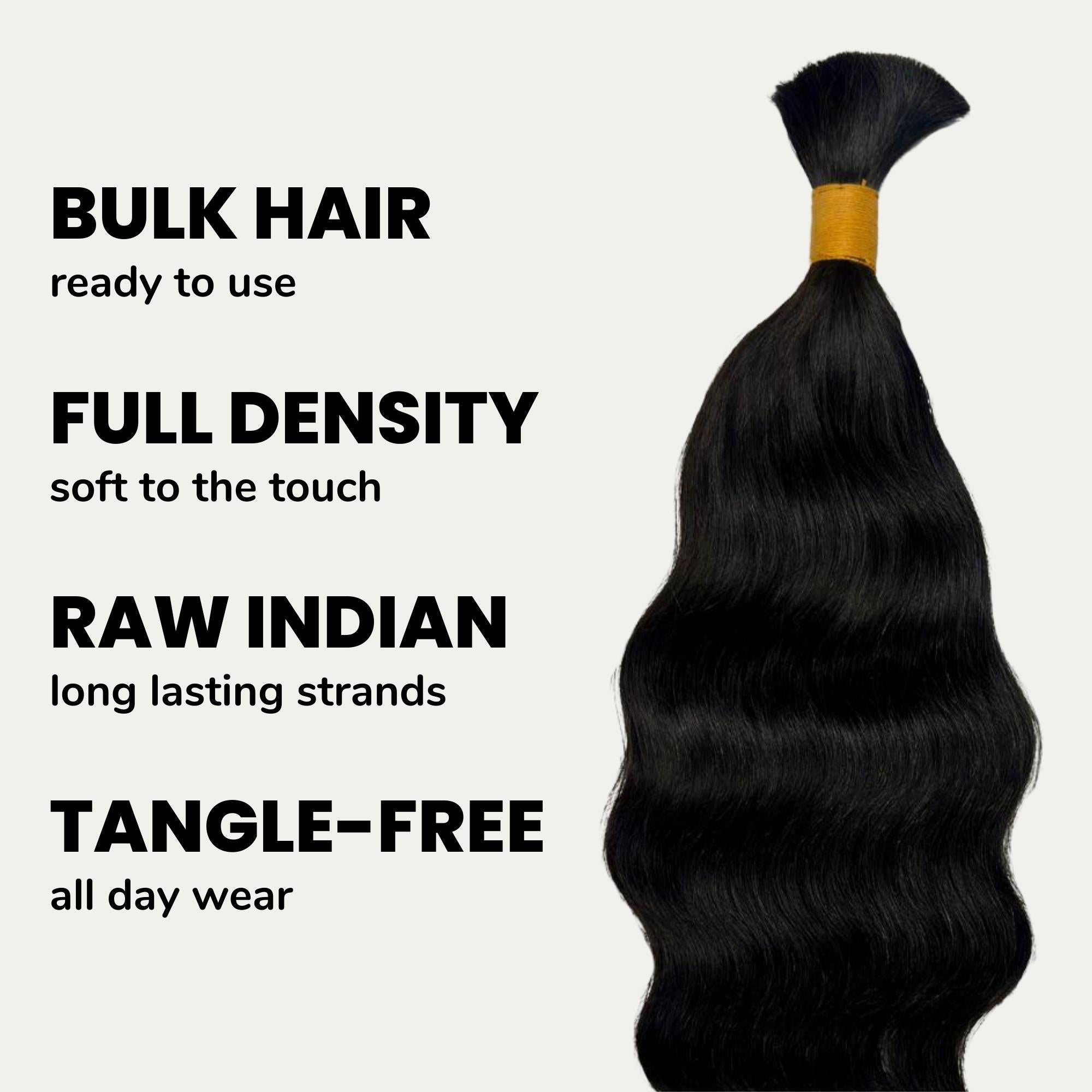 Raw Indian Wavy Bulk 100% Human Braiding Hair Private Label