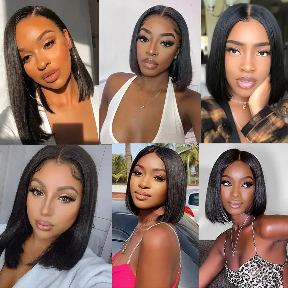 Short Bob Wig Straight 13x4 Lace Front Wig Human Hair Wigs Pre Plucked Front Wig Brazilian Lace Wigs DQ THE LUXURY INTEGRATION Official Store