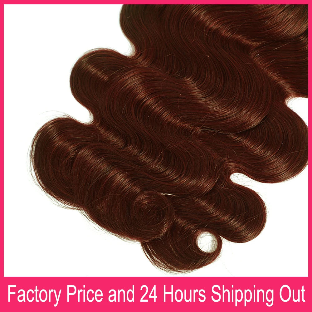 Auburn Color Human Hair Bundles 3 Pcs Brazilian Body Wave Human Hair Weave Extensions 100 Gram #33 Reddish Brown Hair Bundles The Hair Plug