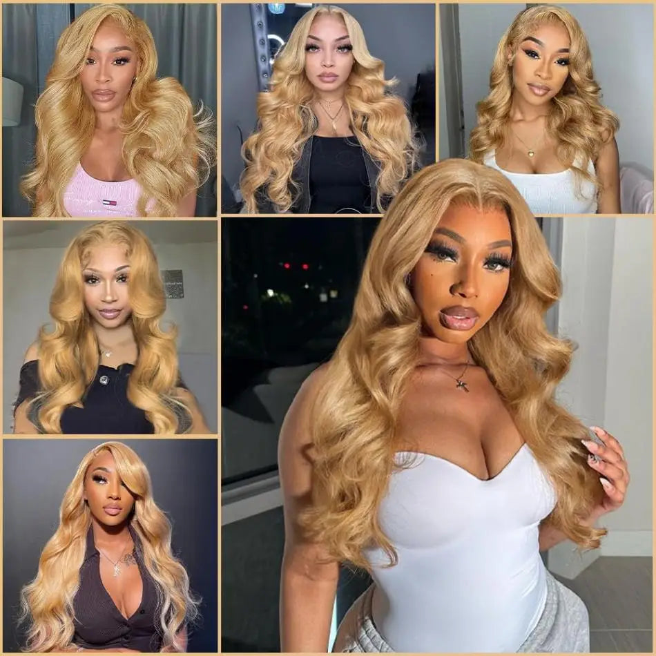 Honey Blonde Human Hair Wig Body Wave 13X4 Lace Front Colored #27 Wigs 13X6 Lace Frontal For Women Preplucked Brazilian Wig The Hair Plug