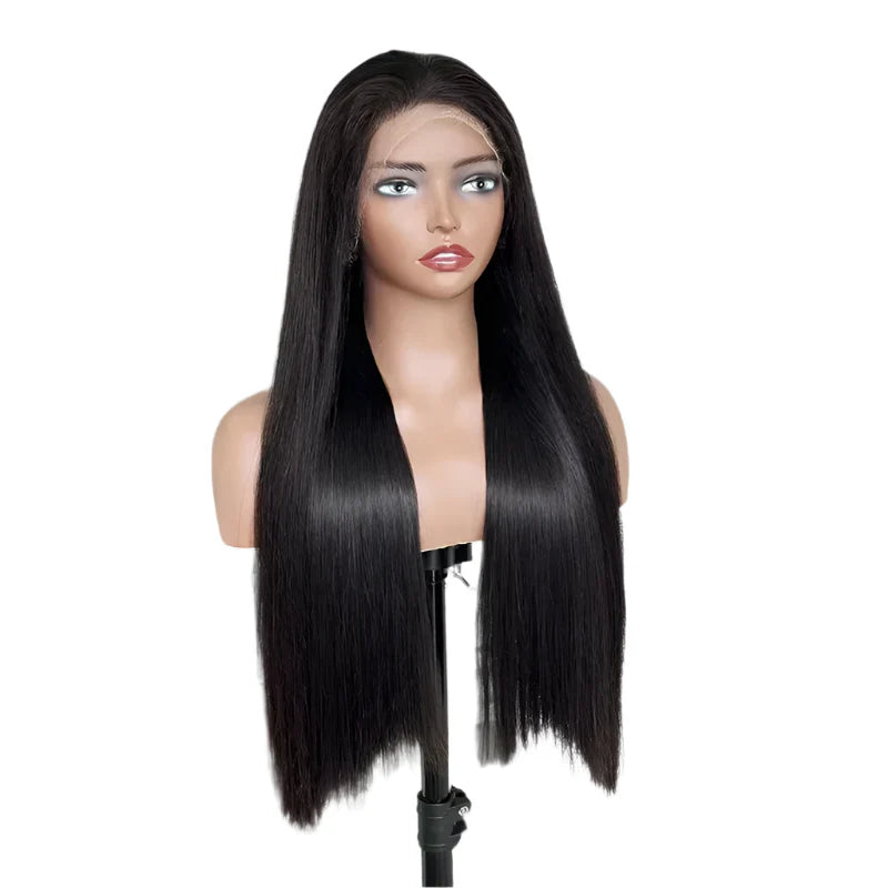 250% Density HD Lace Frontal Wig | Super Double Drawn Straight Virgin Human Hair | Natural Black Luxegan