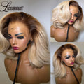 #4/613 Blonde Short Bob Human Hair Wigs For Women 13x6 Lace Wig Human Hair 13x4 Transparent Lace Wig Ombre Honey Blonde Wig 200% The Hair Plug