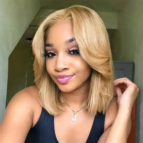 Honey Blonde Wavy Lace Front Wig with Shadow Roots | HD Lace Human Hair Wig | Multi-Parting Luxegan