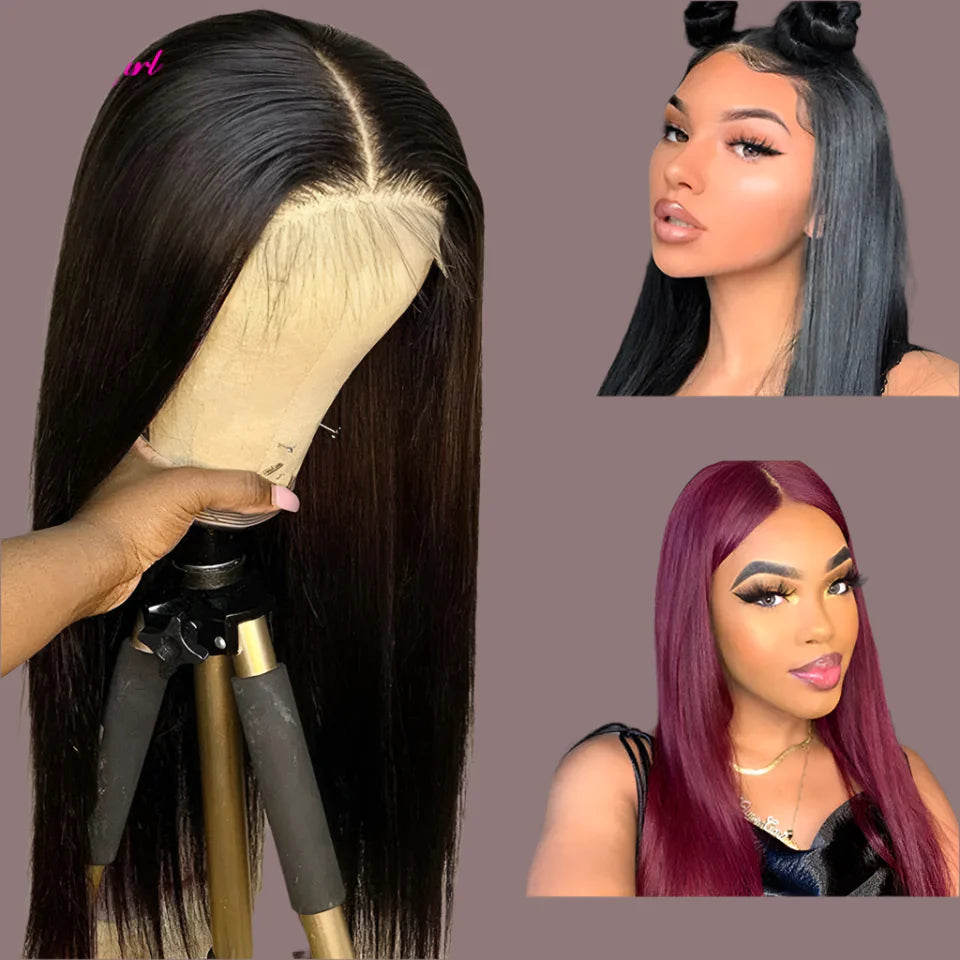 13x6 Lace Frontal Human Hair Wig | Straight Brazilian Remy Hair | Natural Black | 150%/180% Density | Pre-Plucked Luxegan