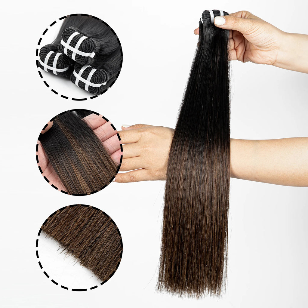 16A Raw Human Hair Bundles Bone Straight Double Drawn Unprocessed Virgin Vietnamese Hair Bundle Extensions Ombre Natural Color The Hair Plug