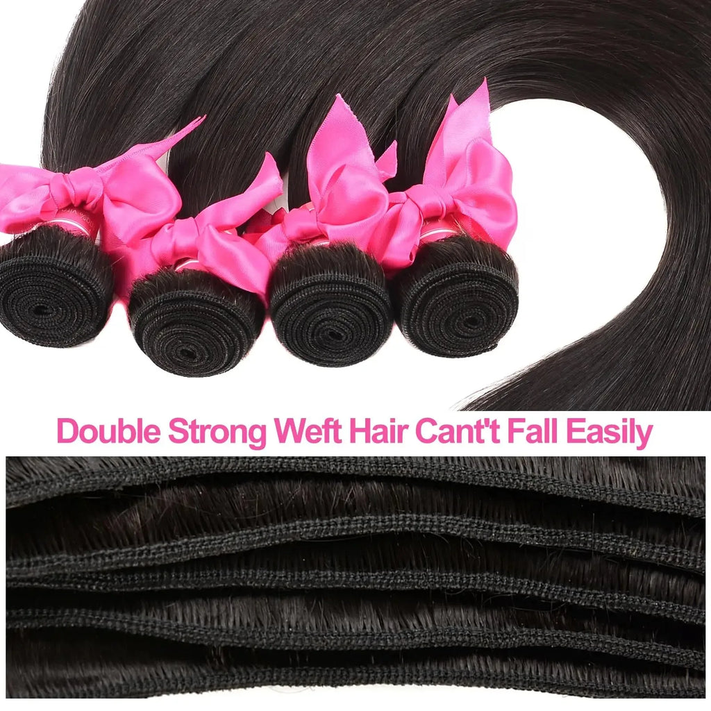 Straight Human Hair Bundle Raw Hair 30 34 Inch Bundles Double Drawn Brazilian Virgin Human Hair Extension 1/3/4 Bundles The Hair Plug