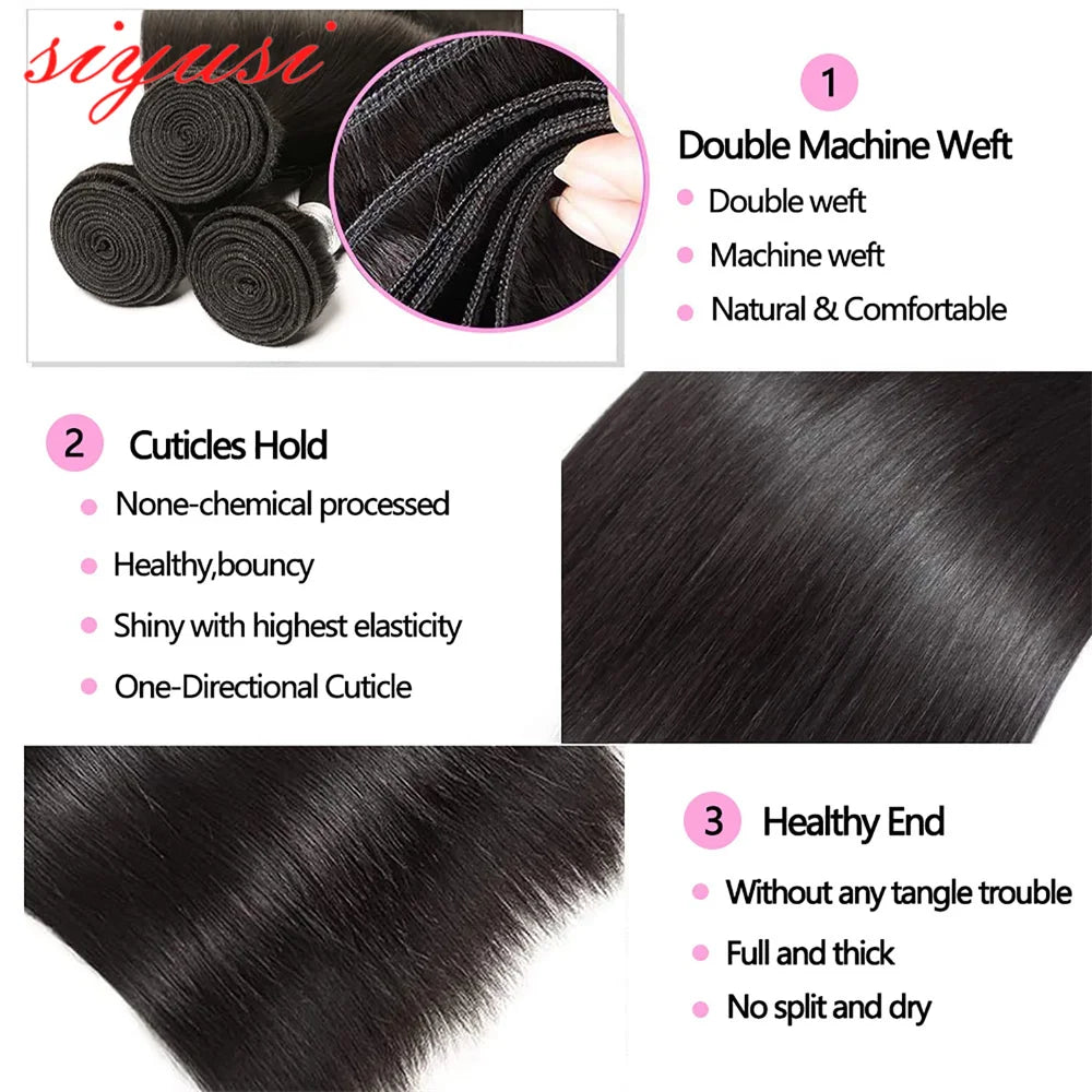 Brazilian Straight Hair Bundles 1/3/4 Pcs 100% Unprocessed Human Hair Straight Bundles Human Hair Extensions For Black Women The Hair Plug