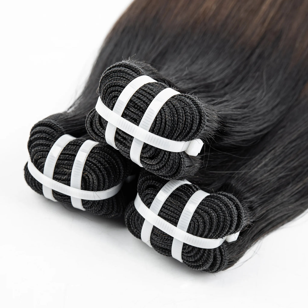 16A Raw Human Hair Bundles Bone Straight Double Drawn Unprocessed Virgin Vietnamese Hair Bundle Extensions Ombre Natural Color The Hair Plug