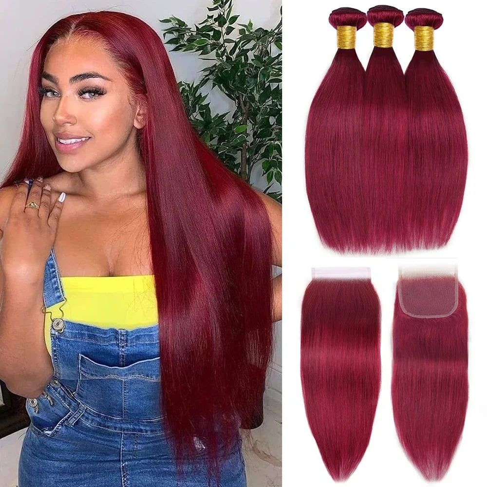 Human Hair Bundles with Closure 12A Straight Bundles Human Hair With Closure 100% Unprocessed Burmese Virgin Raw Hair Bundles The Hair Plug