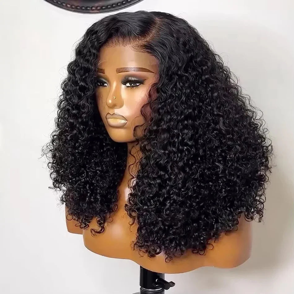 200% Density Short Curly Bob Wigs 13x4 Lace Front 4x4 Closure Deep Wave Brazilian Remy Human Hair 14 Inch Luxegan