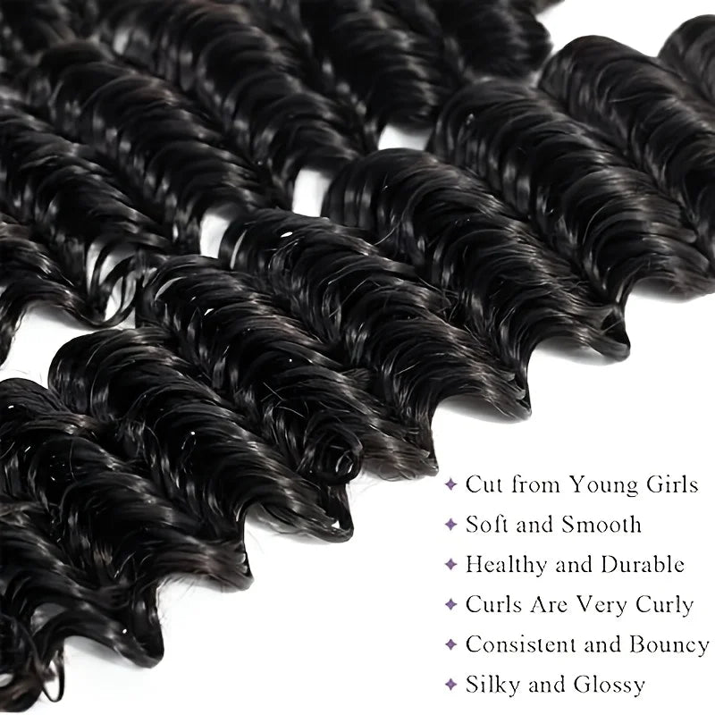 Curly Human Hair Bundles Human Hair Quality Deep Wave Raw Weaving Bundles Water Wave Double Drawn Oringinal Hair Extensions The Hair Plug