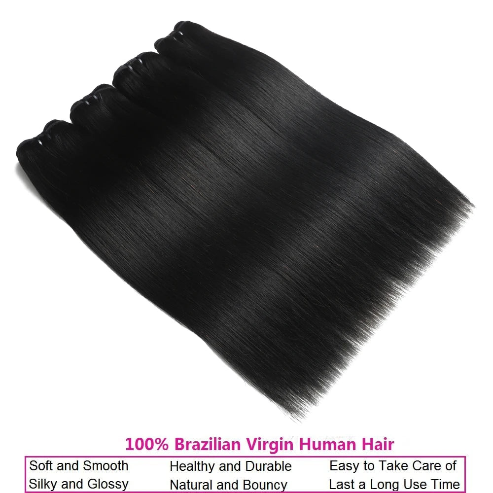 Straight Human Hair Bundles 14A  Remy Raw Virgin Jupade Extensions Bundle, Natural Black 10-30 Inch The Hair Plug