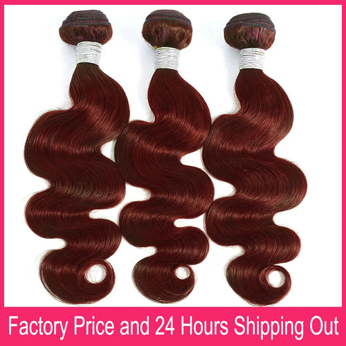 Auburn Color Human Hair Bundles 3 Pcs Brazilian Body Wave Human Hair Weave Extensions 100 Gram #33 Reddish Brown Hair Bundles The Hair Plug