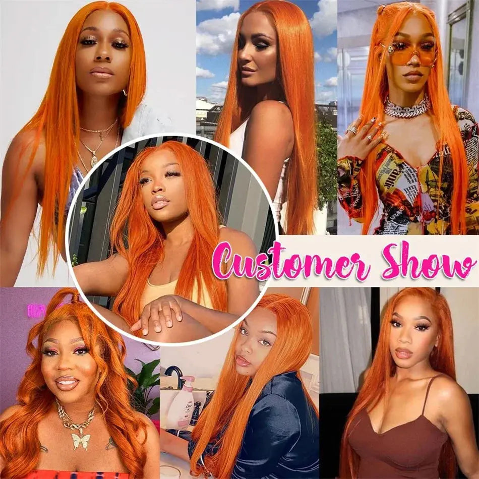 HD 13X6 Orange Ginger Lace Front Wig 100% Human Hair 13x4 Body Wave Lace Frontal Wig Pre Plucked Colored Human Hair Wig On Sale ULilly Hair Store