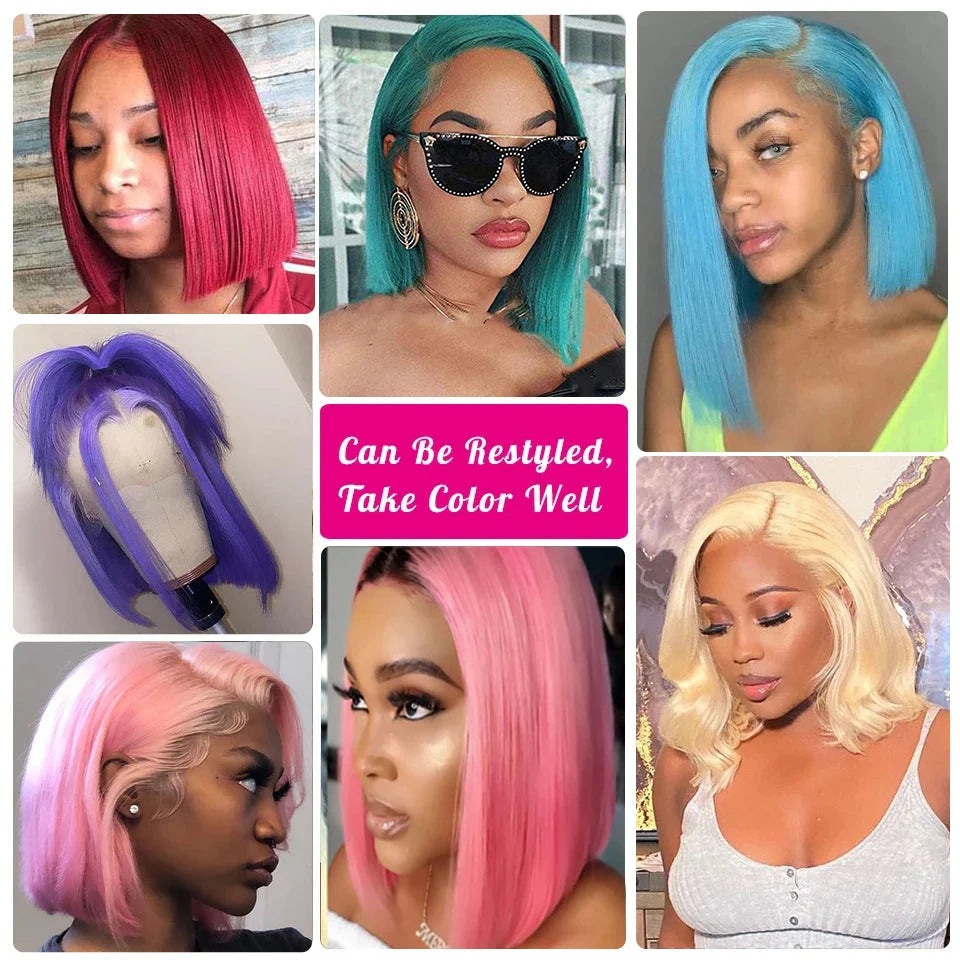 613 Honey Blonde Bob Lace Front Human Hair Wigs 13x4 Remy Brazilian Straight Short Bob 10 14 Inch Luxegan