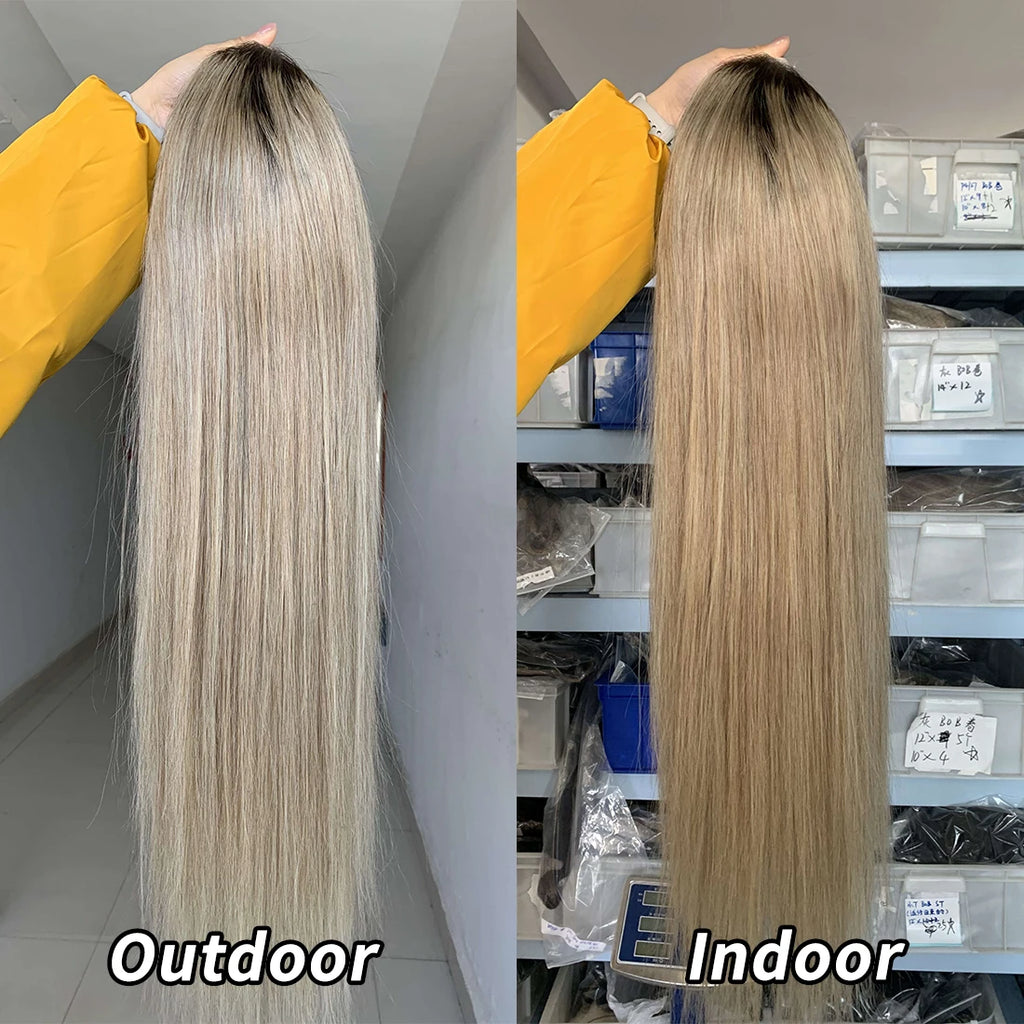 Ash Blonde Wigs Human Hair 13x4 13x6 Lace Front Wig 200 Density Straight Body Wave Glueless Human Hair Drawstring Wig for Women The Hair Plug
