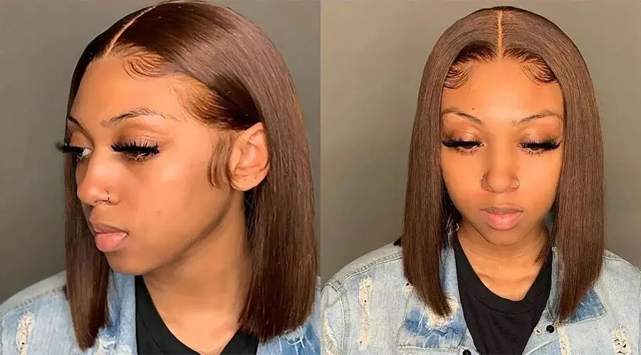 #4 Chocolate Brown Bob Wig | Glueless | Ready To Wear | Brazilian Hair | Human Hair | Straight | Invisible | Closure Wigs For Women Luxegan