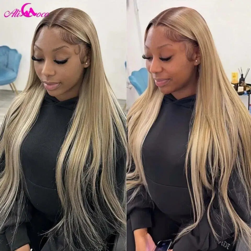Ash Blonde Wigs Human Hair 13x4 13x6 Lace Front Wig 200 Density Straight Body Wave Glueless Human Hair Drawstring Wig for Women The Hair Plug