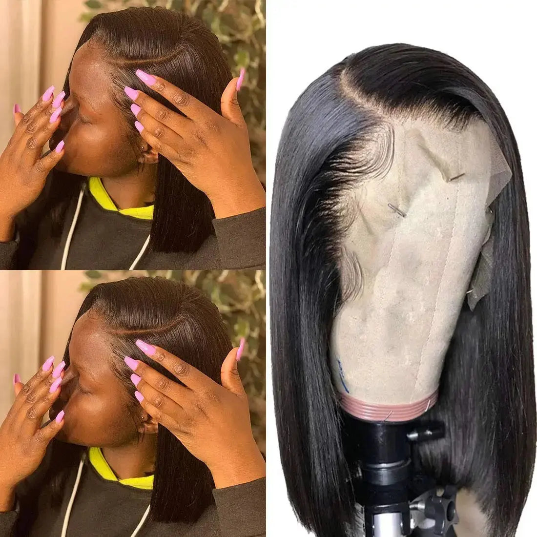 Short Bob Wig Straight 13x4 Lace Front Wig Human Hair Wigs Pre Plucked Front Wig Brazilian Lace Wigs DQ THE LUXURY INTEGRATION Official Store