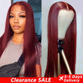13x6 HD Lace Front Wig Human Hair Wigs 99J Red Burgundy Colored HD Transparent Pre Plucked Lace Frontal Human Hair Wigs Straight DACHIC Official Store