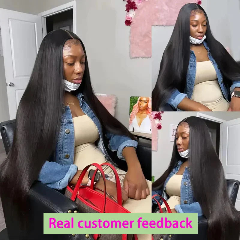 250% Density HD Lace Frontal Wig | Super Double Drawn Straight Virgin Human Hair | Natural Black Luxegan