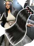 Straight Human Hair Bundle Raw Hair 30 34 Inch Bundles Double Drawn Brazilian Virgin Human Hair Extension 1/3/4 Bundles The Hair Plug