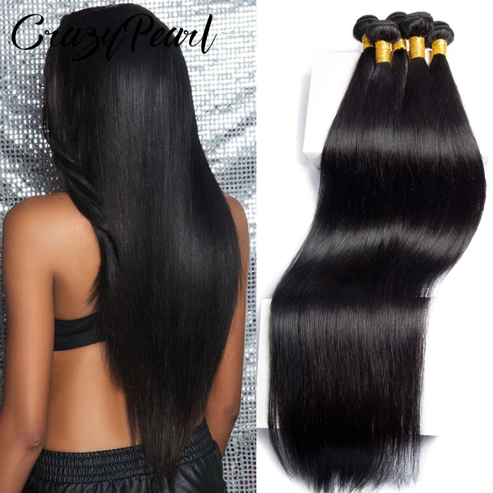 Human Hair Bundles with Frontal Straight Weave Human Hair with 13X4 HD Lace Frontal Closure Unprocessed Brazilian Virgin Hair The Hair Plug