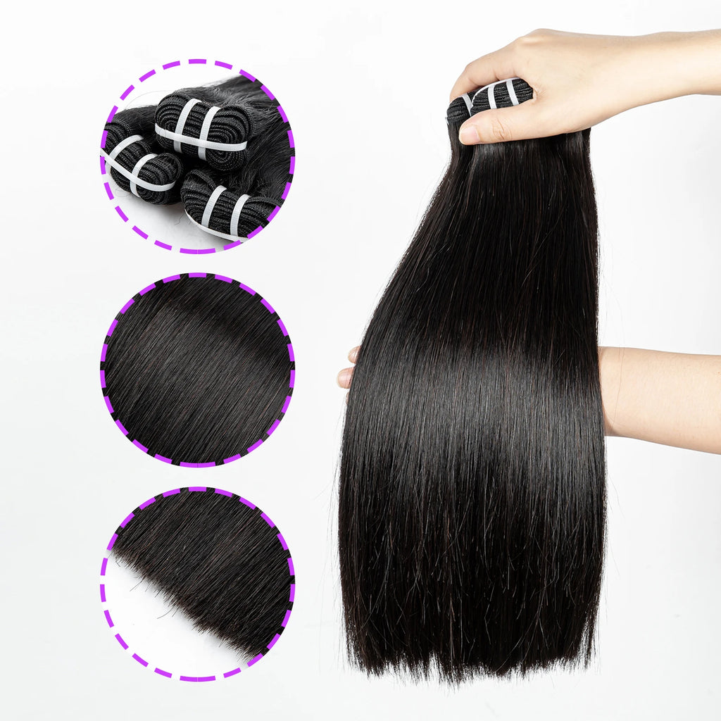 16A Raw Human Hair Bundles Bone Straight Double Drawn Unprocessed Virgin Vietnamese Hair Bundle Extensions Ombre Natural Color The Hair Plug